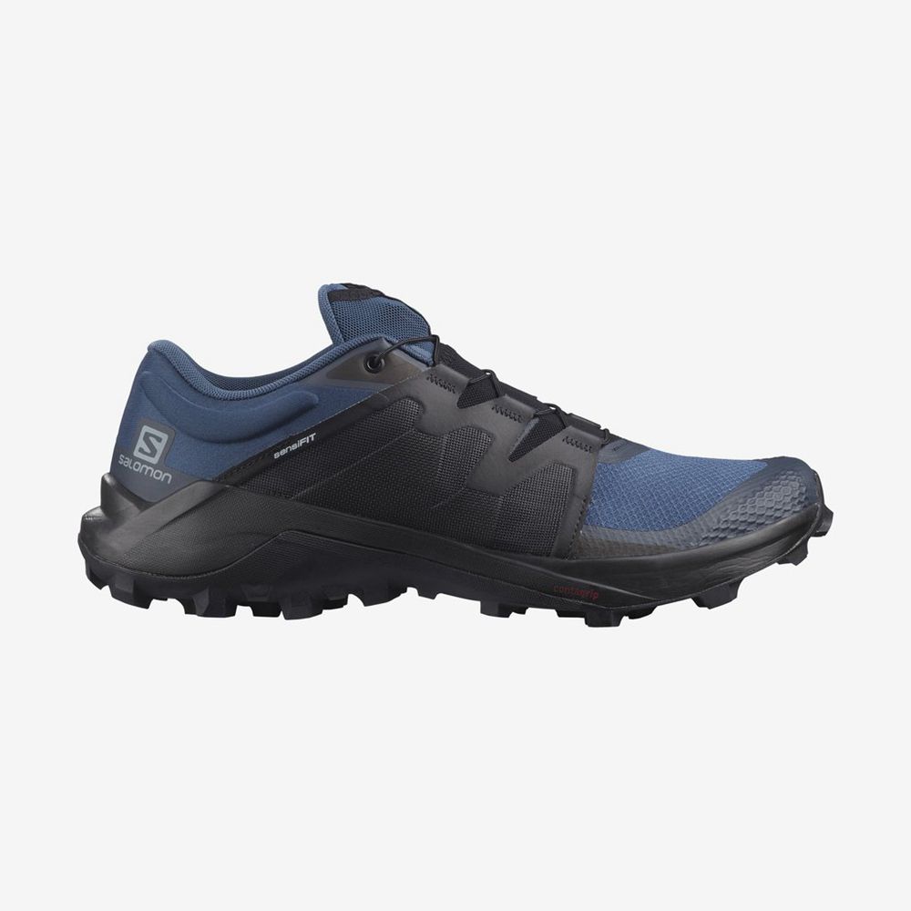 Zapatillas Trail Running Salomon Hombre Oscuro Negras / Azul Marino - Salomon Argentina WILDCROSS ,1